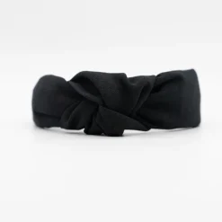 Diadema nudo lino negra hecha a mano