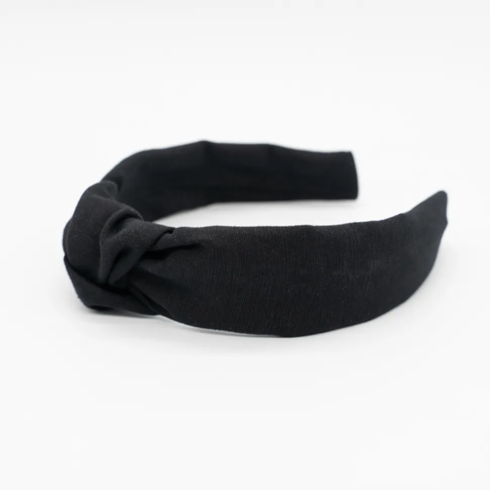Diadema nudo lino negra hecha a mano