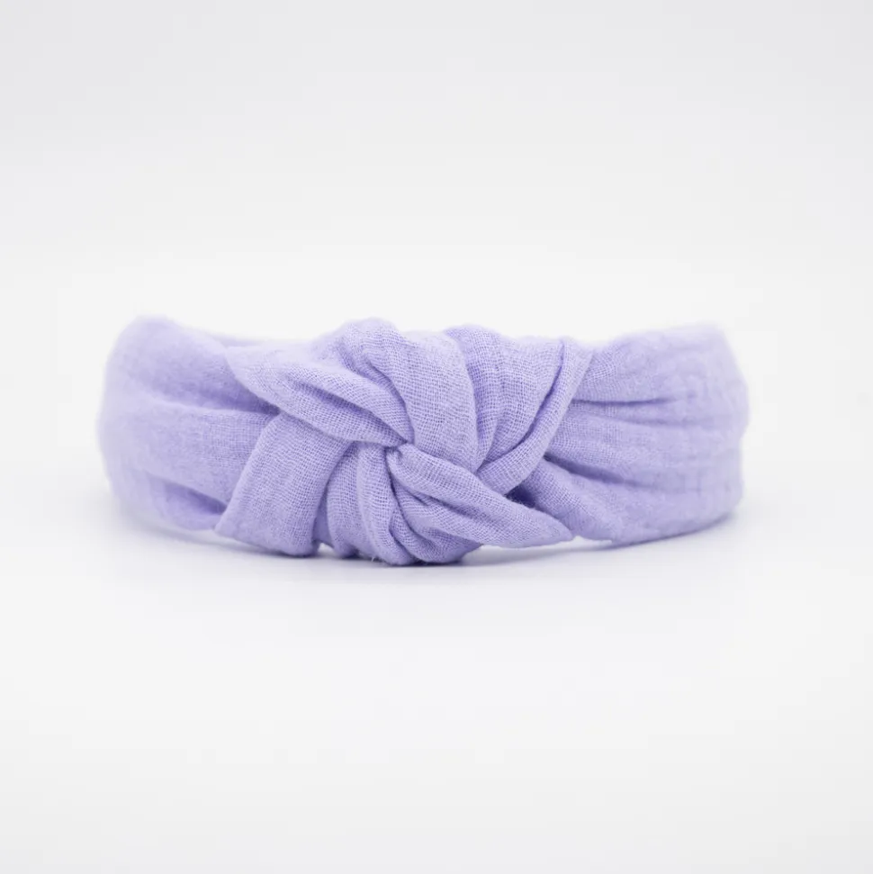 Diadema nudo malva hecha a mano