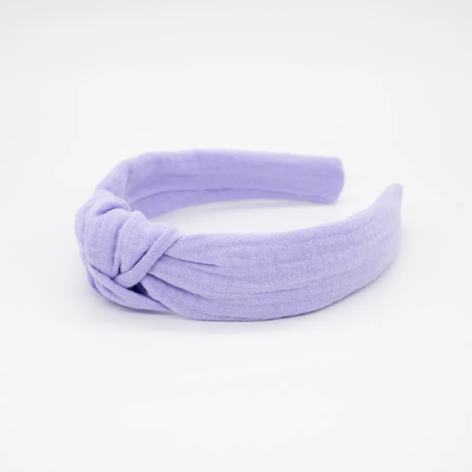 Diadema nudo malva hecha a mano