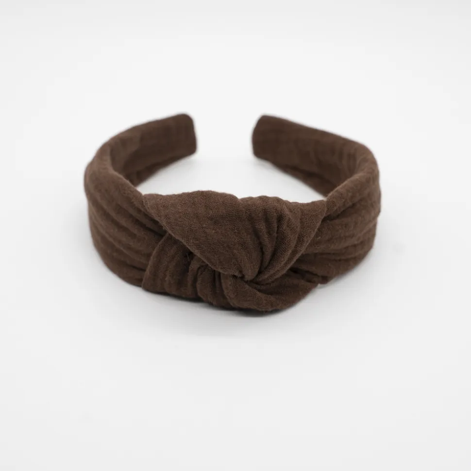 Diadema nudo marrón chocolate hecha a mano