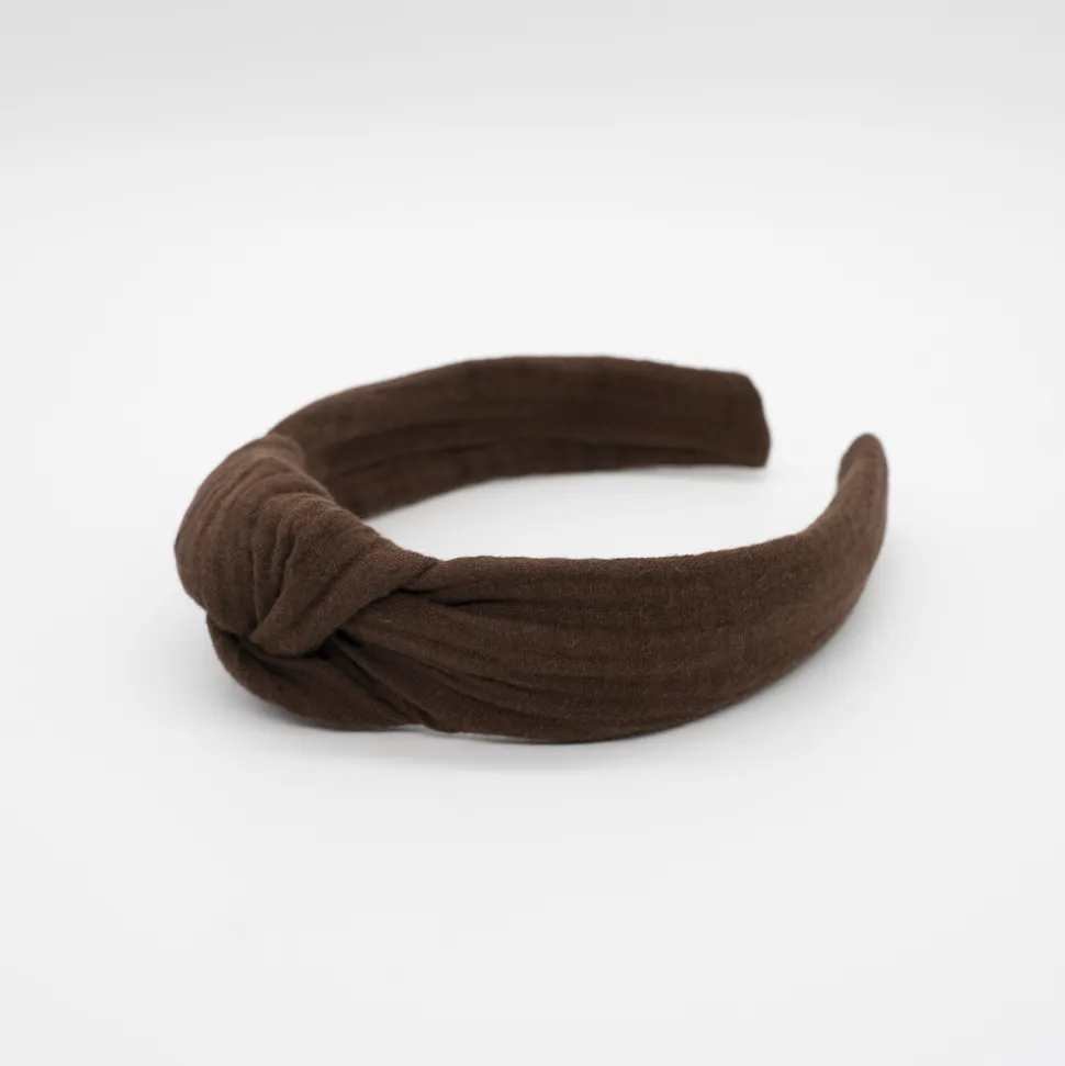 Diadema nudo marrón chocolate hecha a mano