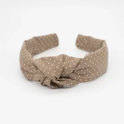 Diadema nudo marrón topos hecha a mano