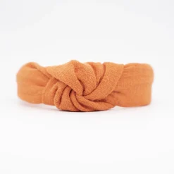 Diadema nudo naranja hecha a mano
