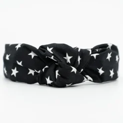 Diadema nudo negra estrellas hecha a mano