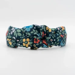 Diadema nudo negra flores color hecha a mano