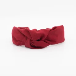 Diadema nudo rojo granate hecha a mano