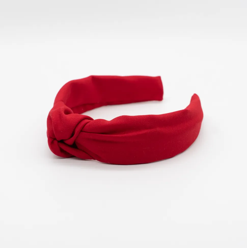 Diadema nudo rojo liso hecha a mano