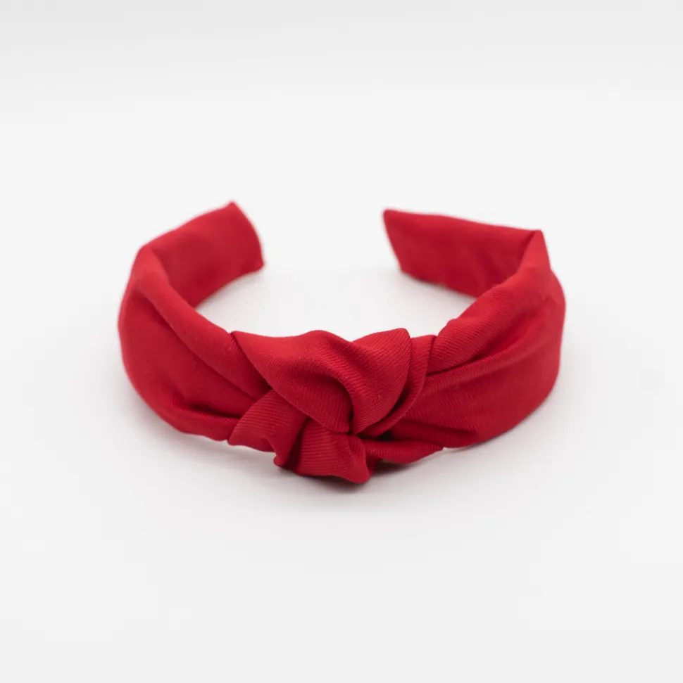 Diadema nudo rojo liso hecha a mano