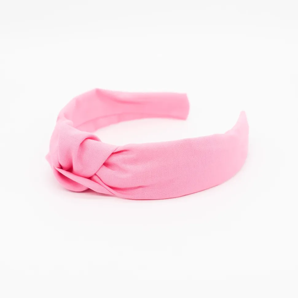 Diadema nudo rosa chicle hecha a mano