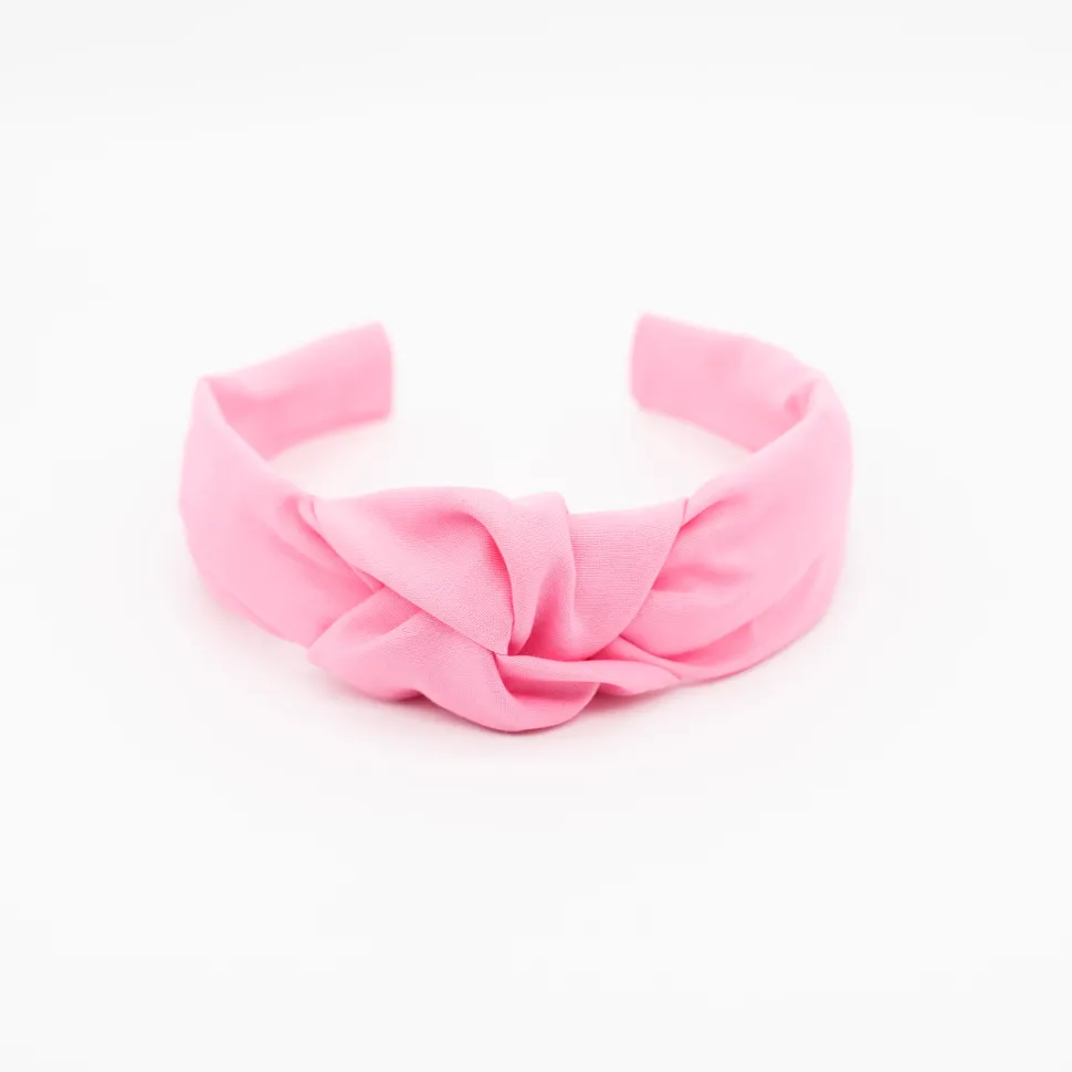 Diadema nudo rosa chicle hecha a mano