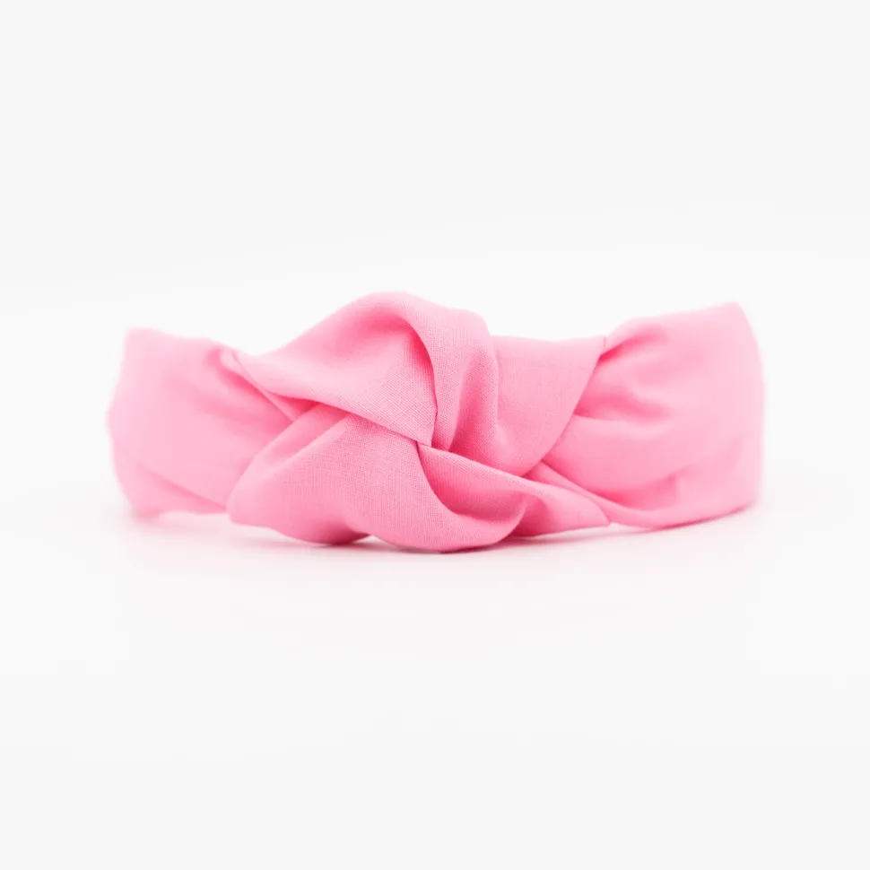 Diadema nudo rosa chicle hecha a mano