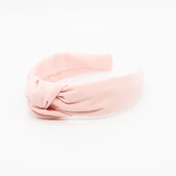 Diadema nudo rosa claro rústico hecha a mano