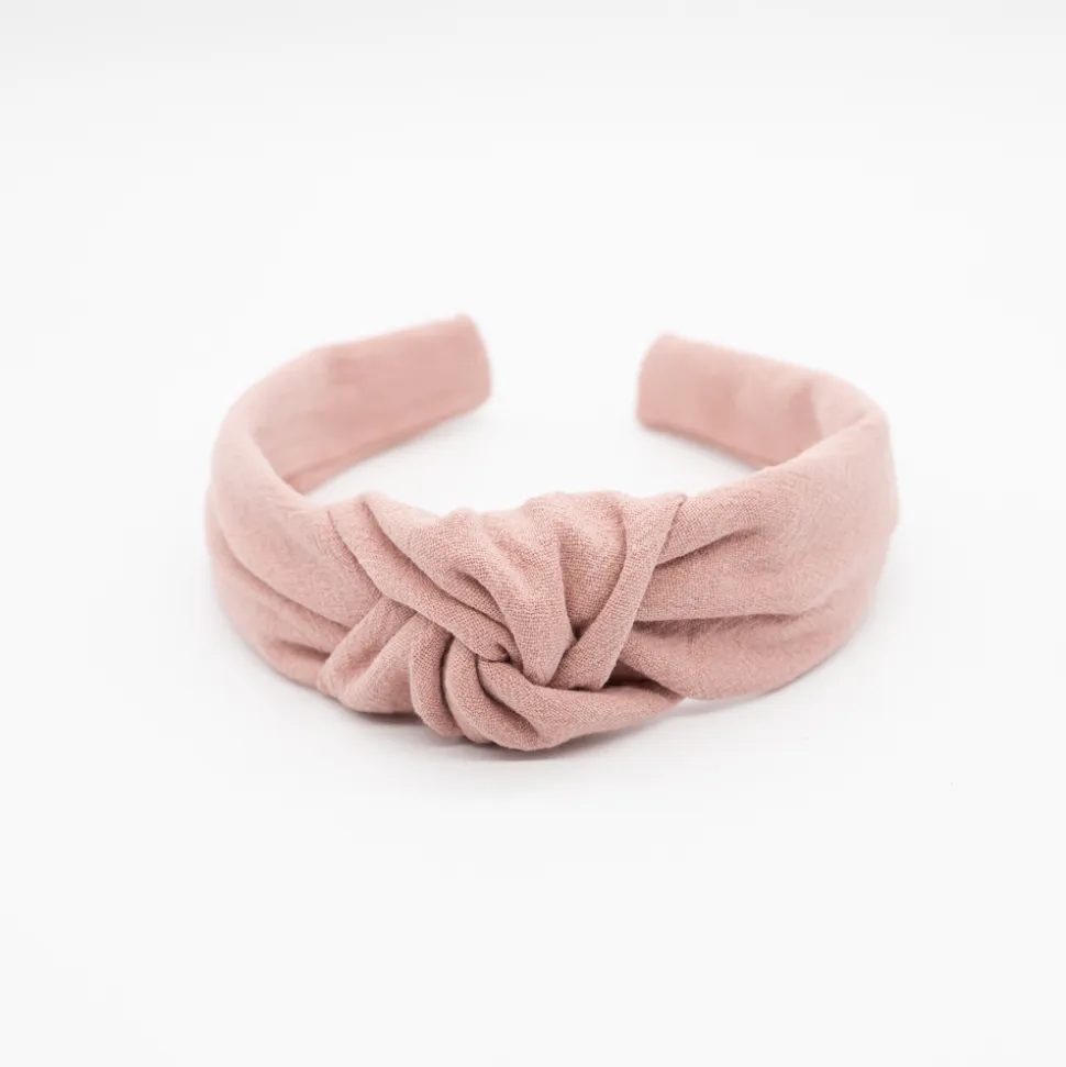 Diadema nudo rosa rústico hecha a mano