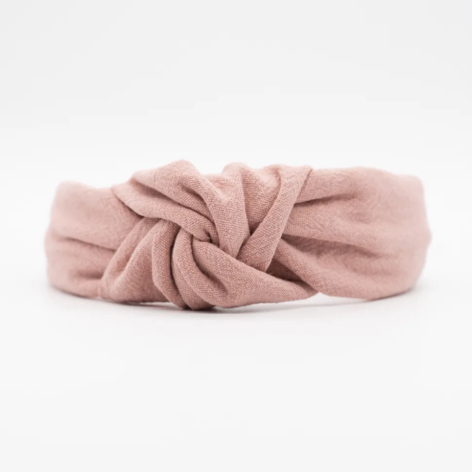 Diadema nudo rosa rústico hecha a mano