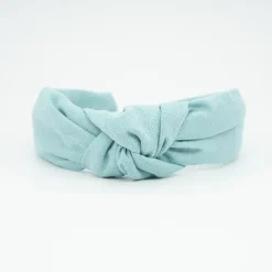 Diadema nudo verde agua lino hecha a mano