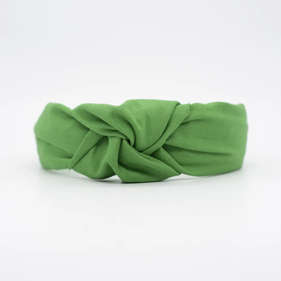 Diadema nudo verde hecha a mano