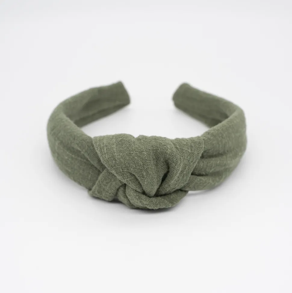 Diadema nudo verde militar hecha a mano