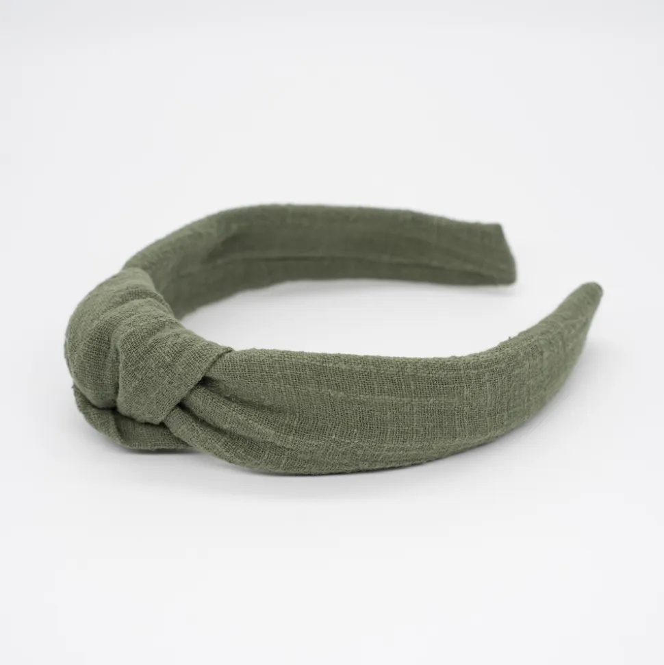 Diadema nudo verde militar hecha a mano