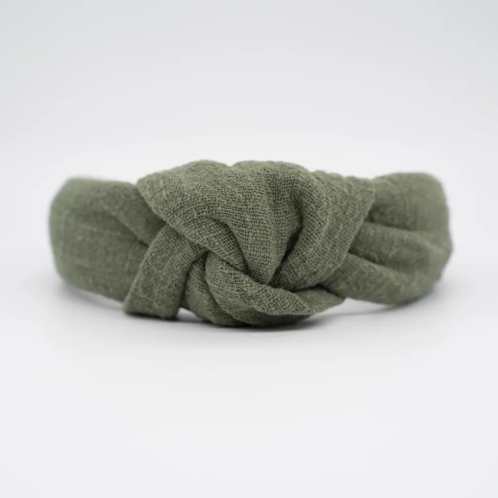 Diadema nudo verde militar hecha a mano