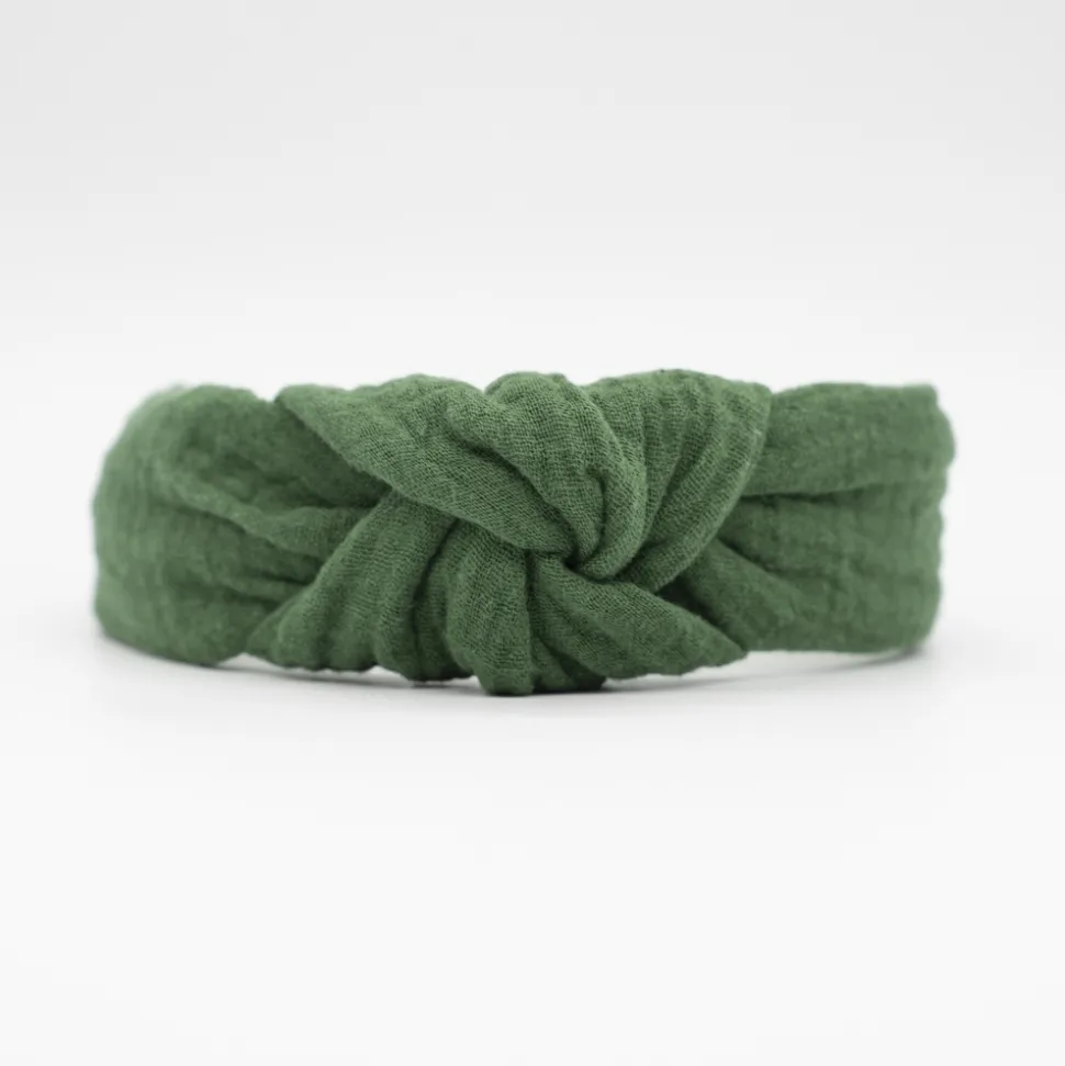 Diadema nudo verde oscuro hecha a mano
