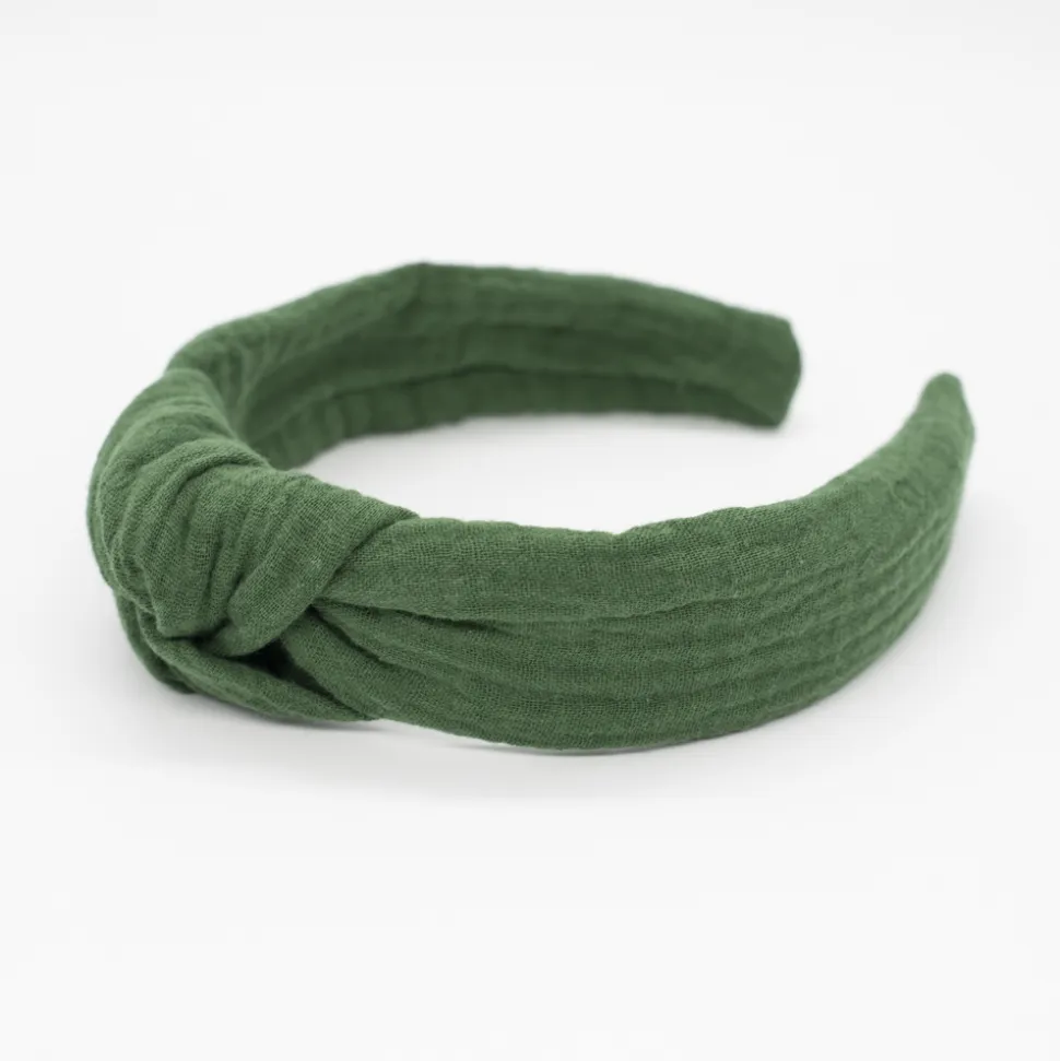Diadema nudo verde oscuro hecha a mano