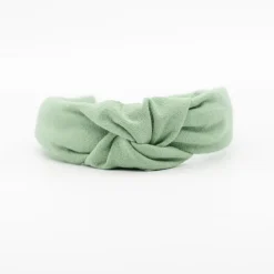 Diadema nudo verde rústico hecha a mano