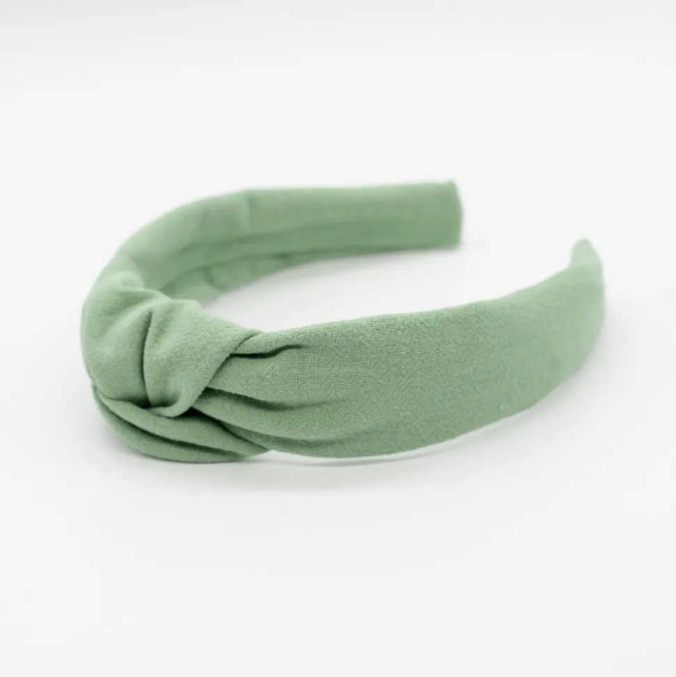 Diadema nudo verde rústico hecha a mano