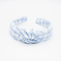Diadema nudo vichy azul celeste hecha a mano