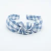 Diadema nudo vichy azul jean hecha a mano