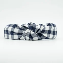 Diadema nudo vichy azul marino hecha a mano