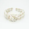 Diadema nudo vichy beige hecha a mano