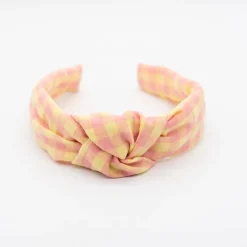 Diadema nudo vichy bicolor rosa flamingo