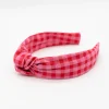 Diadema nudo vichy bicolor rojo frambuesa hecha a mano