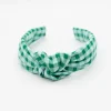 Diadema nudo vichy bicolor verde hecha a mano