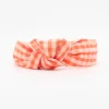 Diadema nudo vichy naranja coral flúor