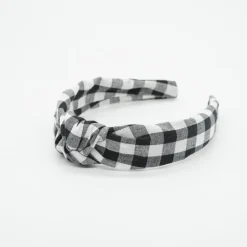 Diadema nudo vichy negro hecha a mano