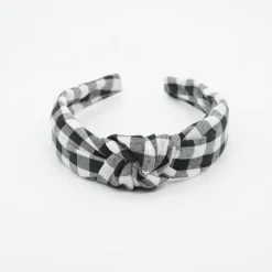 Diadema nudo vichy negro hecha a mano