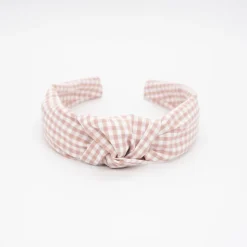 Diadema nudo vichy pequeño rosa nude hecha a mano