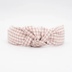 Diadema nudo vichy pequeño rosa nude hecha a mano