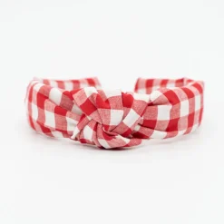 Diadema nudo vichy rojo hecha a mano