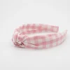 Diadema nudo vichy rosa hecha a mano