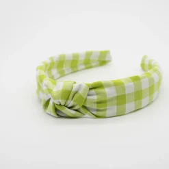 Diadema nudo vichy verde hecha a mano