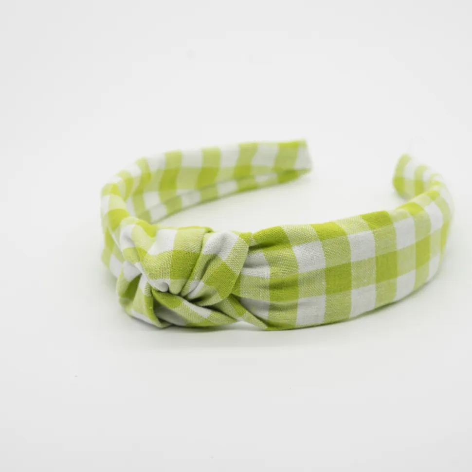 Diadema nudo vichy verde hecha a mano