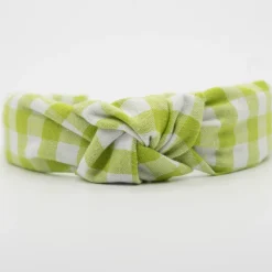 Diadema nudo vichy verde hecha a mano