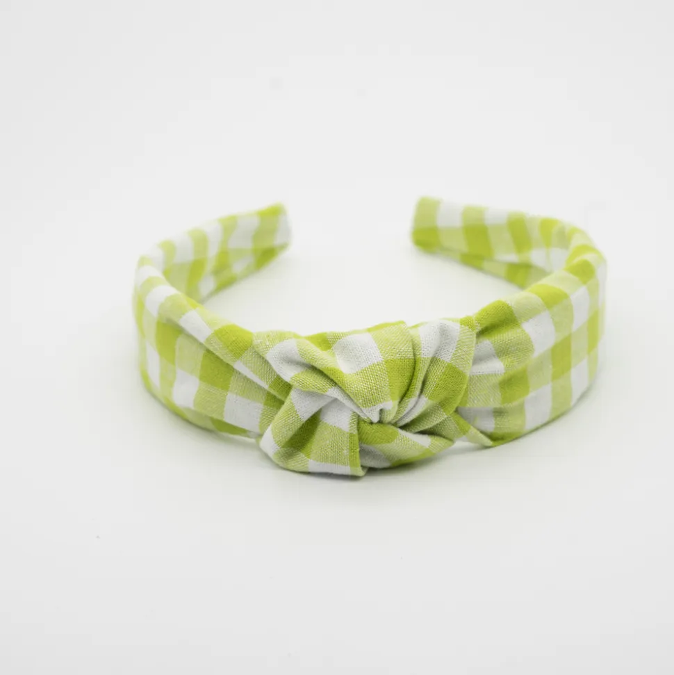 Diadema nudo vichy verde hecha a mano