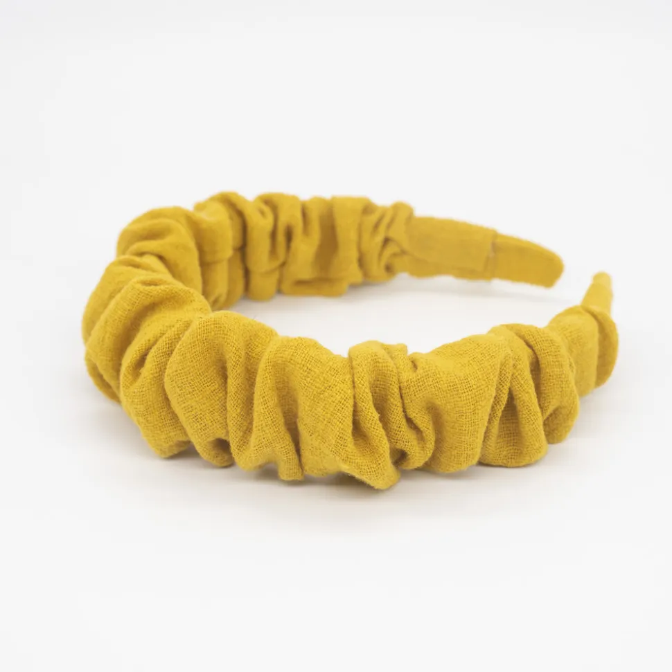 Diadema scrunchie amarillo ocre rústico