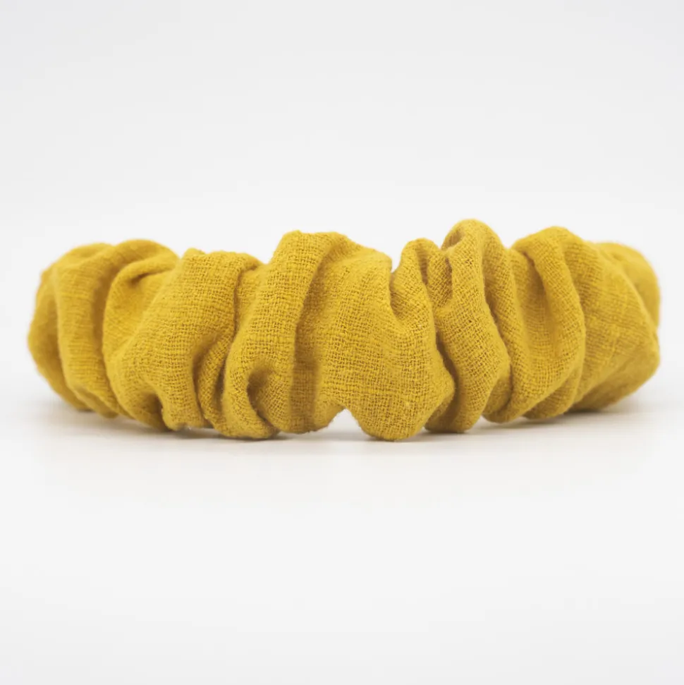 Diadema scrunchie amarillo ocre rústico