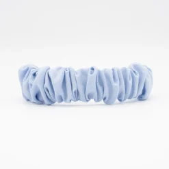 Diadema scrunchie azul celeste lino