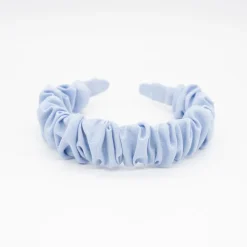 Diadema scrunchie azul celeste lino